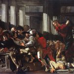 9 nov ok ecco_del_Caravaggio_Expulsión_de_los_mercaderes_del_templo_1610_Staatliche_museen_Berlin